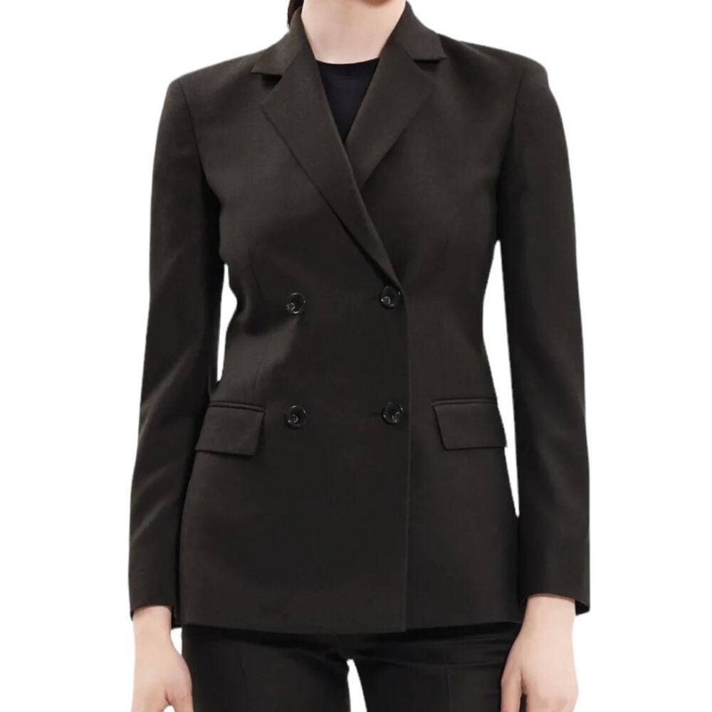 Theory blazer Slim Double Breasted Flannel jacket black size 16